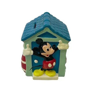 Vintage Disney Mickey Mouse Club House Ceramic Coin Bank with Stopper UCGC Japan